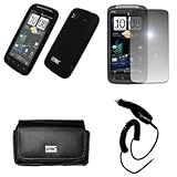 EMPIRE Black Leather Case Pouch with Belt Clip and Belt Loops + Black Silic ....