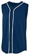 Wicking Mesh Sleeveless Button Front Jersey With Braid Trim