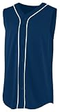 Wicking Mesh Sleeveless Button Front Jersey With Braid Trim