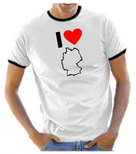 Coole-Fun-T-Shirts Herren T-Shirt I LOVE GERMANY - DEUTSCHLAND fu&szlig;ball, weiss RINGER Gr.XXL
