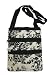 Small Hipster Cross Body Bag Purse Black Toile Print