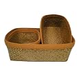 Set of 3 Oblong Palm Leaf Storage Bins - Light