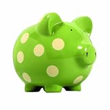 Elegant Baby Classic Pig Bank with Cream Polka Dots - Green