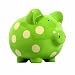 Elegant Baby Classic Pig Bank with Cream Polka Dots - Green