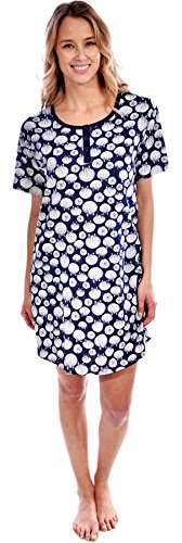 Pink Lady Women's Cotton Knit Short Sleeve Seashell Print Nightgown
