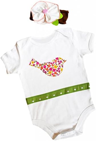 Birdy Boutique Baby Girls Funky Bird Outfit and Headband Set 3-6 Months Multi