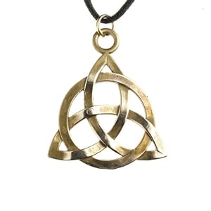 Triquetra Peace Bronze Pendant Necklace on Adjustable Natural Fiber Cord