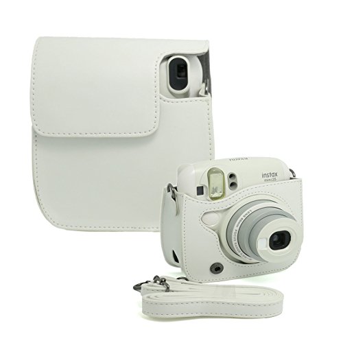 EchoAcc® Fujifilm Instax Mini 25 Case PU Leather Case Colorful Bag (White)