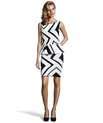 A-line Chevron Print Cotton Sleeveless Peplum  Dress