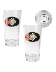 Sports: MLB Baltimore Orioles Two Piece Pint Ale Glass Set with Baseball Bottom - Oval Logo - Great American Products
