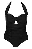 Torrid Plus Size Black Bow Ruched Halter One-Piece Swimsuit