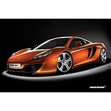 Professionally Framed McLaren (Orange MP4-12C) Art Poster - 24x36 with RichAndFramous Black Wood Frame