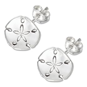 STERLING SILVER MINI ANTIQUED SAND DOLLAR EARRINGS ON POSTS
