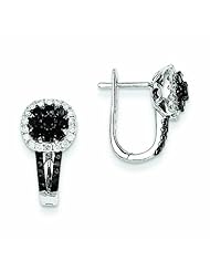 1.1 Carat 14K White Gold Black and White Diamond Square Hinged Hoop Earrings