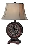 IMAGE OF Lite Source C41012 Edgerton Table Lamp, Antique Bronze with Marble Decoration with Fabric Shade
