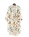Akery Women's Floral Chiffon Kimono Cardigan Blouse Beach Cover up,X-Large,White