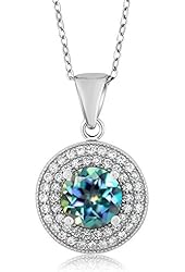 2.60 Ct Round Millennium Blue Mystic Topaz 925 Sterling Silver Pendant