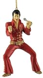 Elvis Presley in Red & Gold Jumpsuit Glittered Christmas Ornament
