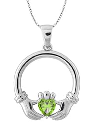 A Silver Breeze Claddagh Necklace Sterling Silver - August Birthstone ASBN-CLD8