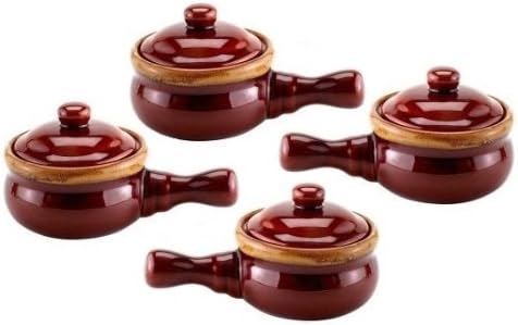 Porcelain French Onion Soup Crock with Cover, Set of 4