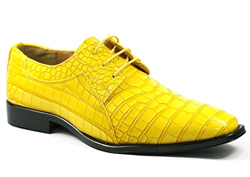 Roberto Chillini RC6563 Men's Canary Yellow Exotic Lace Up Dress Oxford Shoes (10.5)