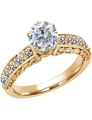 1.30 Ct Round H/I and White Diamond 18K Yellow Gold Ring