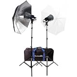 Interfit Photographic Continuous Output 1000 Watt Photo Flood Light Kit, with 2 SXT3200 Heads (2x500w), with Lamps, Stands, Umbrellas, Bag, & More