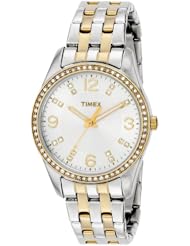 Timex Womens T2P389 Crystal Two-Tone Stainless Steel Bracelet Watch