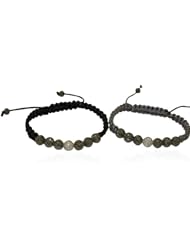 14kt Solid Gold Diamond Pave Round Beads Macrame Bracelet Jewelry