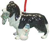 Cute Christmas Holiday Border Collie Dog Ornament Statue Figurine pup