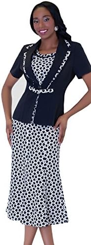 Tally Taylor church suit 9330W-BLACK/WHITE (PLUS SIZE)