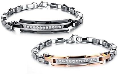Bijoux Jewelry Couple Bracelet Link Chain Wrist Valentine Lover Promise New Stainless Steel Cubic Zirconia Matching
