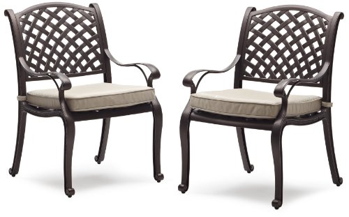 Strathwood Bainbridge Cast Aluminum Dining Chair with Cushion, Set of 2