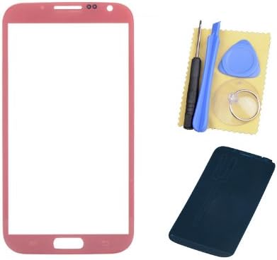 Outer Pink Glass Lens Screen for Samsung Glaxy Note 2 N7100 Adhesive with Tools