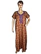 Caftans for Women Cotton Orange Red Blue Floral Printed Embroidered Night Wear Kaftan Long Dress Medium