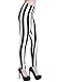 Woman Black & White Vertical Striped Leggings, Made in USA