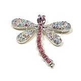 Multi Color Austrian Rhinestone Dragonfly Silver Plated Brooch Pin