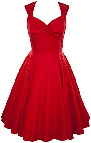 Ixia Classic Retro Sweetheart Tea Length Swing Dress-Red-Medium