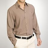 Sandals Cay Men's Men's Solid Pine Bark Long Sleeve Silk Shirt - Brown - X-Large