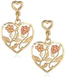 9ct 2 Colour Gold AME4668715 Ladies Diamond Cut Heart Drop Earrings