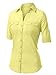 URBAN K Slim Fitting 3/4 Sleeve Button Down Womens Shirt with Pockets
