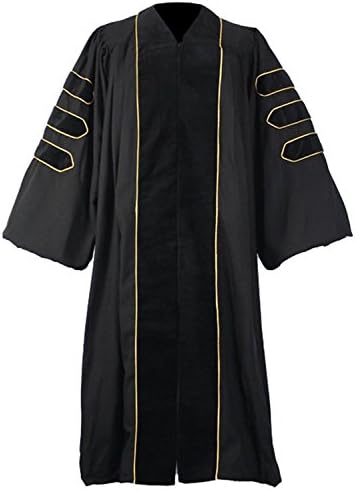 Crazy Mall High-grade Doctoral Graduation Gown-black Trim Gold Piping 48(5'3"-5'5")