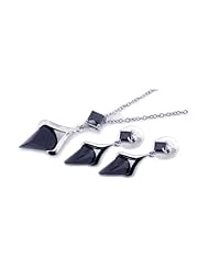 Nickel Free Sterling Silver Pendant & Earring Sets Black CZ Hanging Set