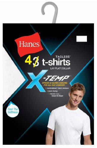 Hanes Men's 4-Pack White Tagless X-Temp Crew T-Shirts
