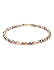Multicolor Fresh Water Pearl Necklace 7-7.5mm each - 14kt Yellow Gold