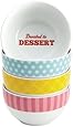 Cake Boss Serveware 4-Piece Porcelain Ice Cream Bowl Set, "Patterns and Quotes"