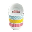 Cake Boss Serveware 4-Piece Porcelain Ice Cream Bowl Set, "Patterns and Quotes"