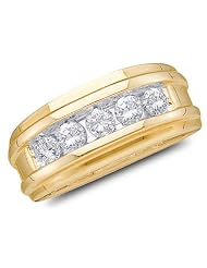 Size 7.5 - 14k Yellow and White Two Tone Gold Diamond Mens Wedding Ring Ring -... by 