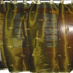 Drapes Panel 2 Organza Mehendi Green Embroidered Sari Curtains