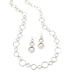 Gold Tone Circle Link Necklace Earrings Set